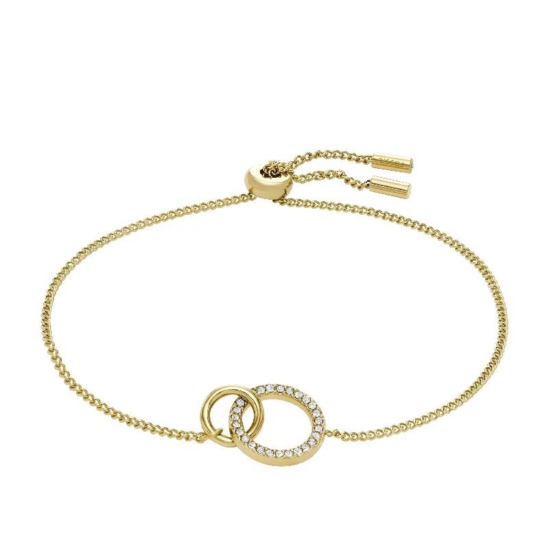 Jewelry Deals That Outshine The Rest Fossil Women's Hazel Icons Gold-Tone Stainless Steel Chain Bracelet