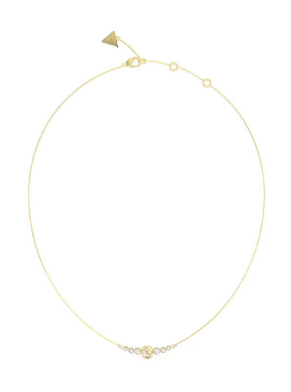 Elegant Designs, Unbeatable Discounts – Shop Jewelry Now Gold Crystals Logo Necklace