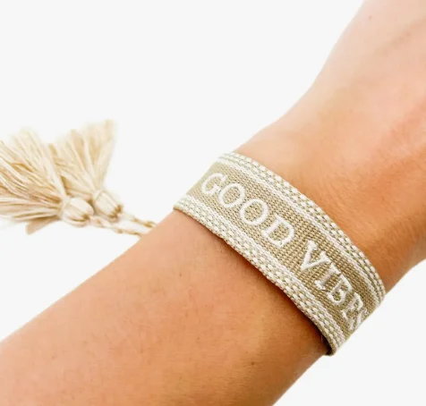 "Good Vibes" Boho Bracelet (Taupe)