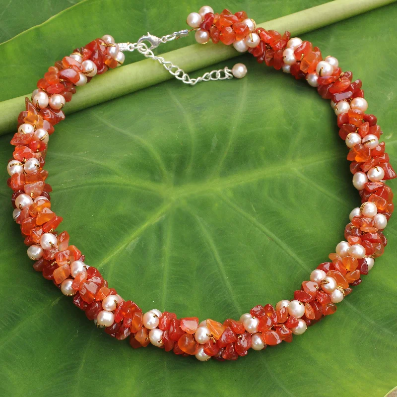 High-End Jewelry, Now More Affordable Than Ever Gracious Lady Pearl and Carnelian Necklace