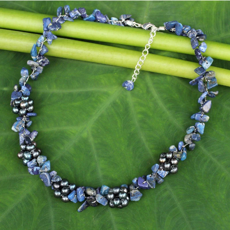 Lapis Lazuli & Pearl Beaded Necklace