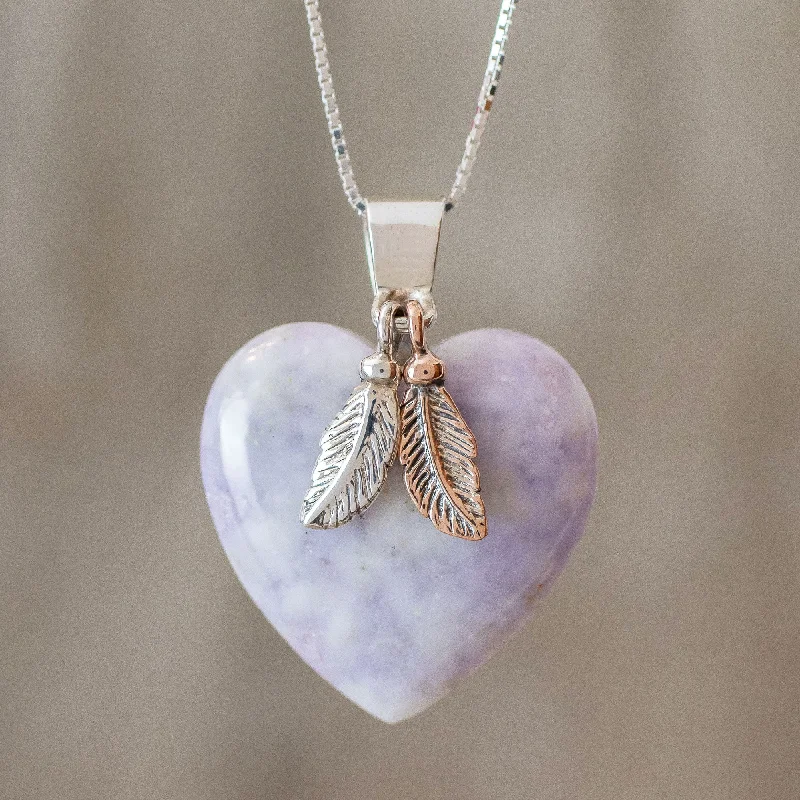 Lavender Heart Natural Lavender Jade and Sterling Silver Heart Necklace