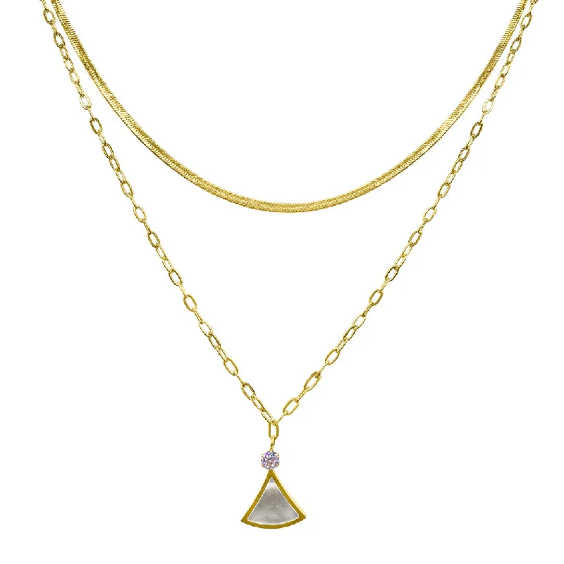 Elevate Your Outfit With Discounted Statement Jewelry Adornia Layered Mixed Chain Ginko Leaf Necklace gold