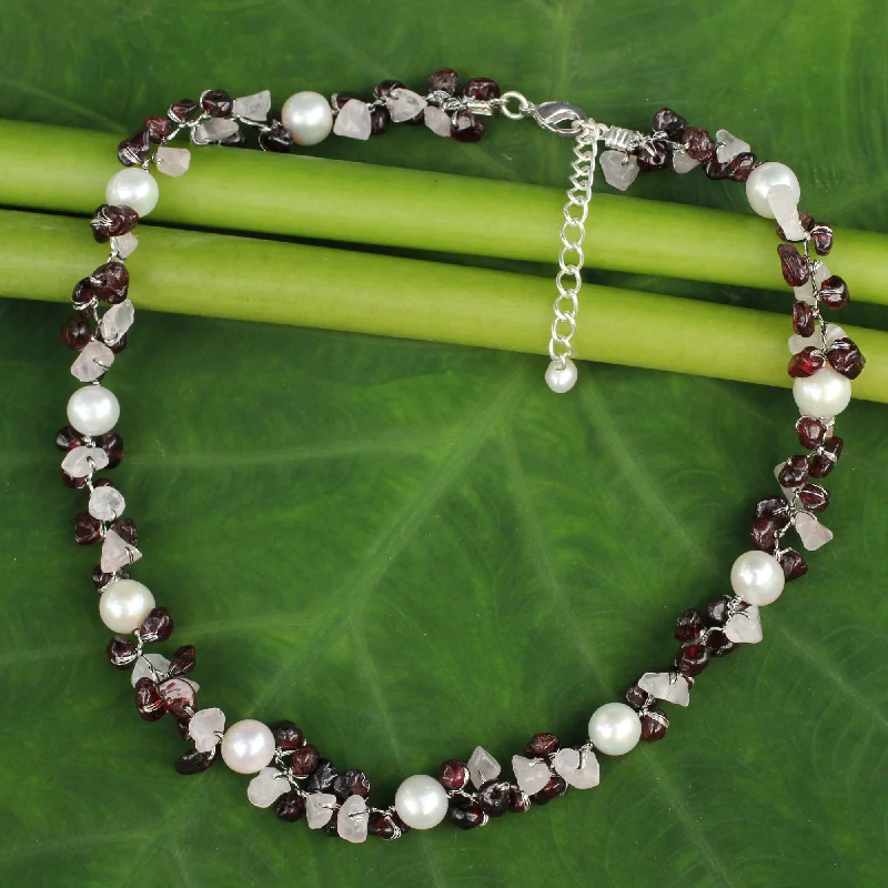 Don't Miss Our Biggest Jewelry Sale Of The Season Luscious Chic Garnet Pearl & Silver Beaded Necklace