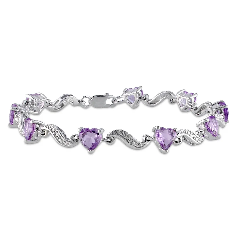Stunning Jewelry At Even More Stunning Prices Mimi & Max 6 1/3ct TGW Amethyst and Diamond Accent Heart S-Link Bracelet Sterling Silver - 7in Stunning Jewelry At Even More Stunning Prices Mimi & Max 6 1/3ct TGW Amethyst and Diamond Accent Heart S-Link Bracelet Sterling Silver - 7in