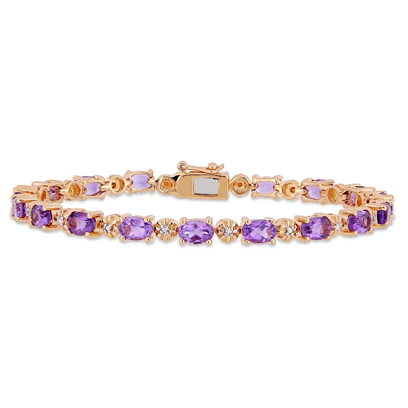 Limited-Stock Jewelry Sale – Shop Before It's Gone Mimi & Max 7 1/5ct TGW Oval-Cut Amethyst and Diamond Accent Tennis Bracelet in Rose Silver - 7.25in Limited-Stock Jewelry Sale – Shop Before It's Gone Mimi & Max 7 1/5ct TGW Oval-Cut Amethyst and Diamond Accent Tennis Bracelet in Rose Silver - 7.25in