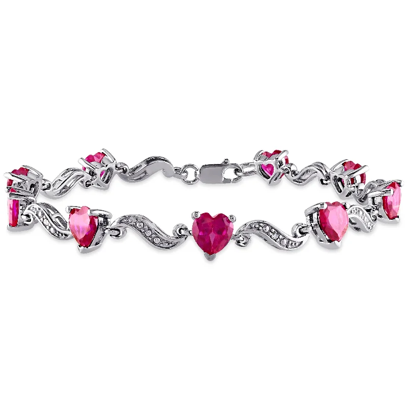 Trending Jewelry Styles Now At Limited-Time Discounts Mimi & Max Diamond and 9 1/10ct TGW Heart Shaped Created Ruby Bracelet in Sterling Silver Trending Jewelry Styles Now At Limited-Time Discounts Mimi & Max Diamond and 9 1/10ct TGW Heart Shaped Created Ruby Bracelet in Sterling Silver