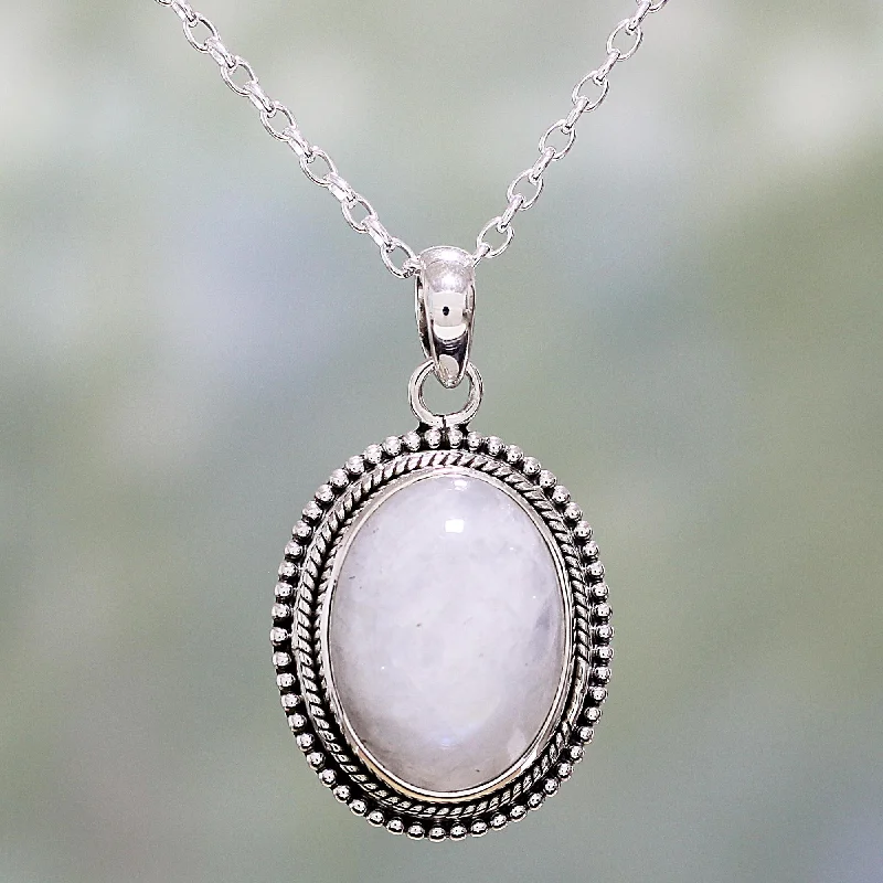 Timeless Elegance Now At Special Discounts Misty Ropes Rainbow Moonstone and Sterling Silver Necklace from India