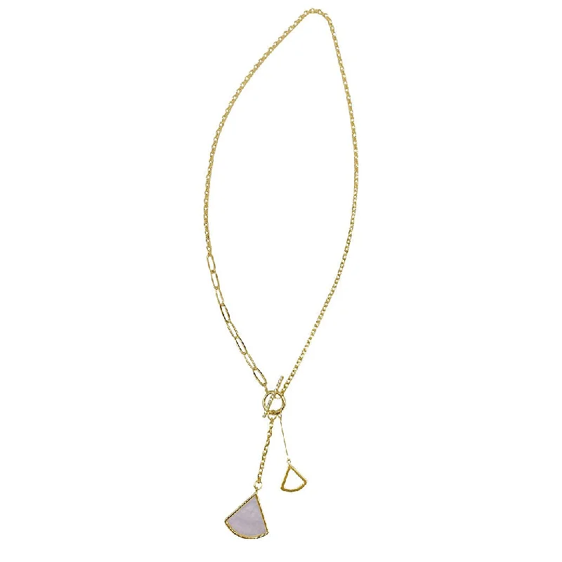 Shop High-Quality Jewelry At Jaw-Dropping Discounts Adornia Mixed Chain Toggle Y- Ginko Leaf Drop Necklace gold