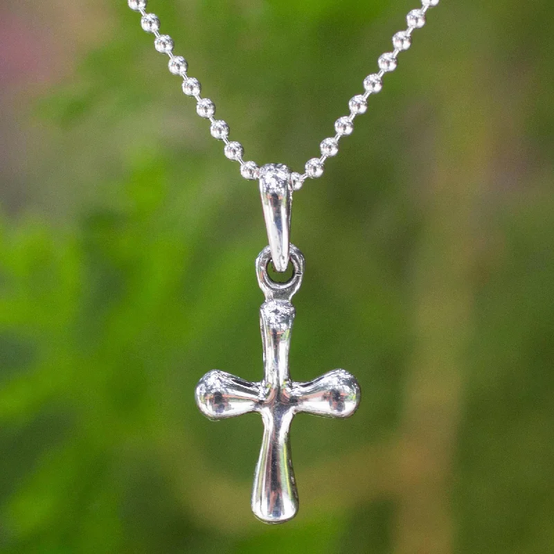 Modern Cross Sterling Silver Pendant Necklace