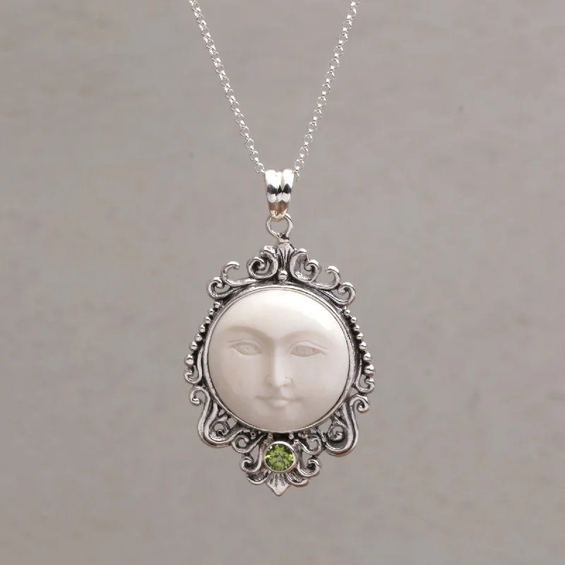 Huge Savings On Timeless Jewelry Collections Moonlight Stare Peridot & Silver Bone Pendant Necklace