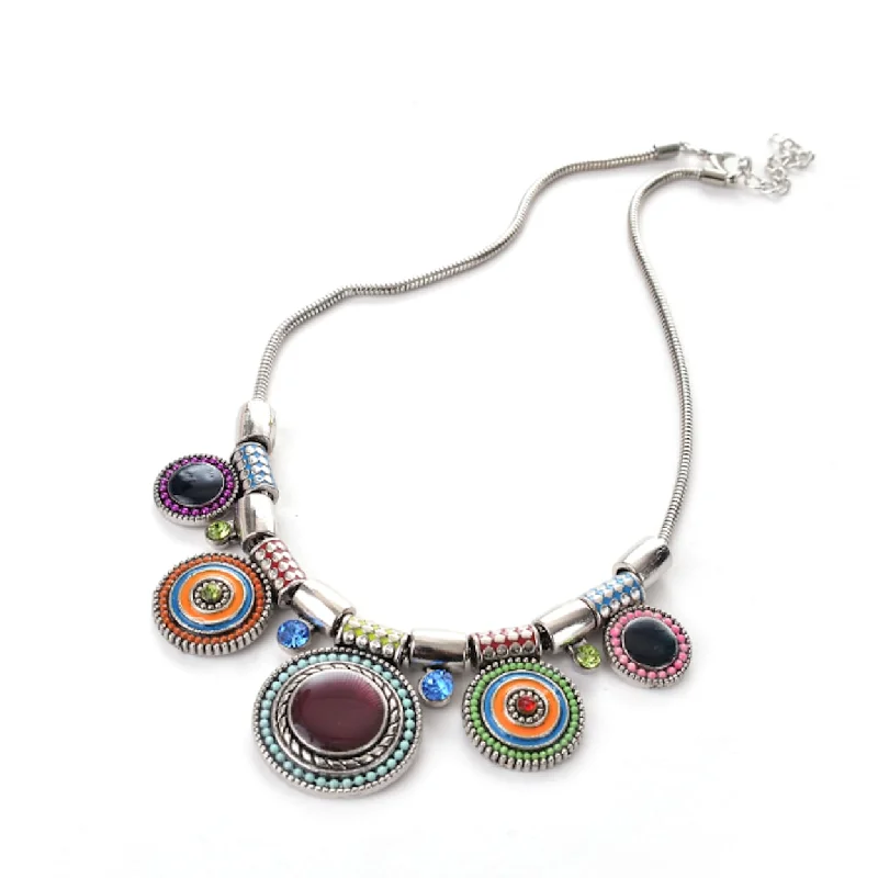 Multicolor Circle Plate Necklace