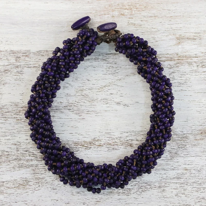 Exclusive Jewelry Sale – Shine For Less Nan Belle Purple Beaded Wood Torsade Necklace