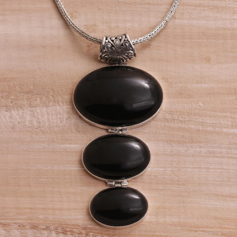 Affordable Luxury Jewelry For Every Occasion Night Ovals Onyx & Silver Pendant Necklace
