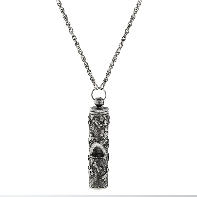 1928 Jewelry® Pewter Dog Bone Paw Prints Whistle Necklace 28 In.