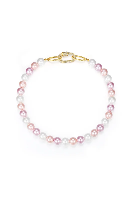 Luxury Jewelry Sale – Elegant Styles At Unbeatable Prices Pink Shell Pearl Necklace with Gem-Encrusted  Carabiner Lock