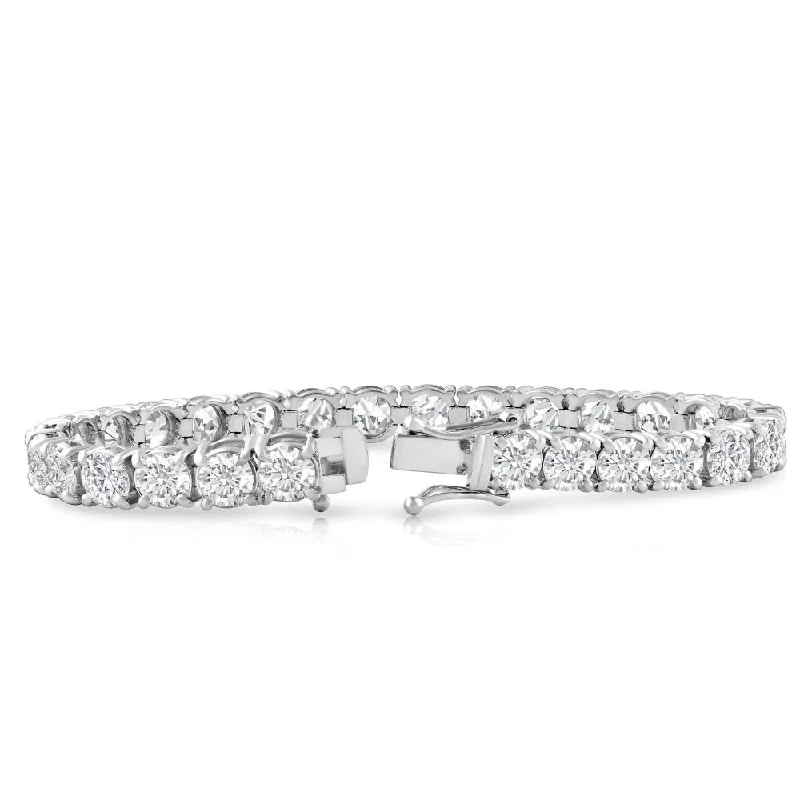 Platinum 12.58Ct Lab Grown Diamond Tennis Bracelet 7" Double Lock Clasp