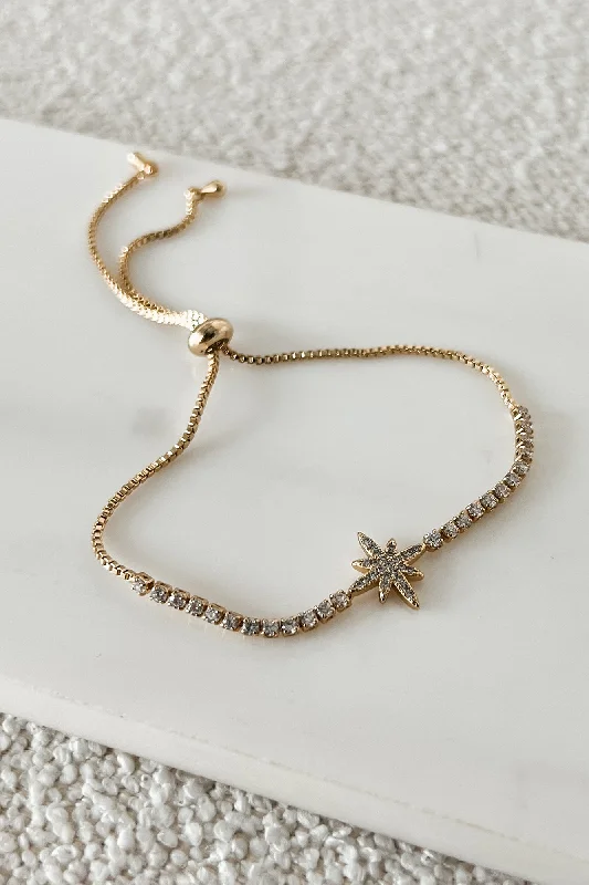 Little Shining Stars Rhinestone Star Bracelet (Gold)