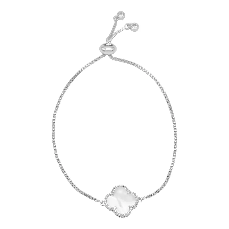 Trending Jewelry Styles Now At Limited-Time Discounts Adjustable Bolo White Mother of Pearl Flower Bracelet silver Trending Jewelry Styles Now At Limited-Time Discounts Adjustable Bolo White Mother of Pearl Flower Bracelet silver