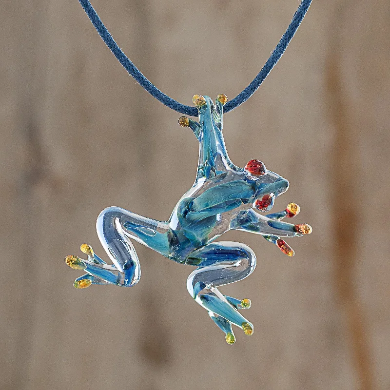 Red-Eyed Frog Glass Pendant Necklace