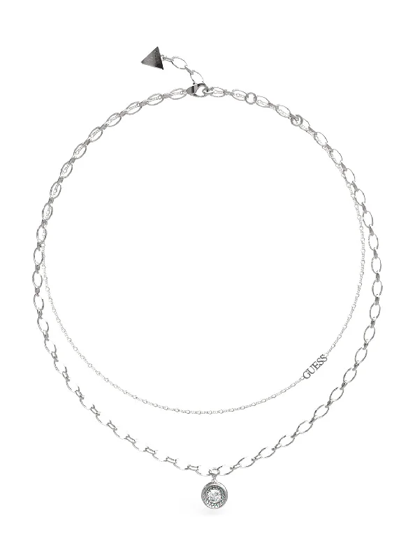 Gorgeous Jewelry, Limited-Time Savings Rhodium Solitaire Double Chain Necklace