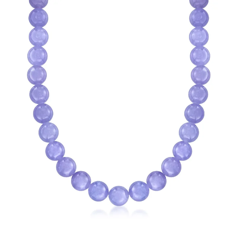 Ross-Simons 10mm Lavender Jade Bead Necklace With 14kt Yellow Gold