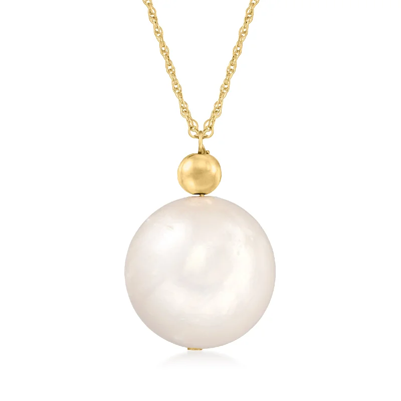 Ross-Simons 13-14mm Cultured Pearl Pendant Necklace in 14kt Yellow Gold