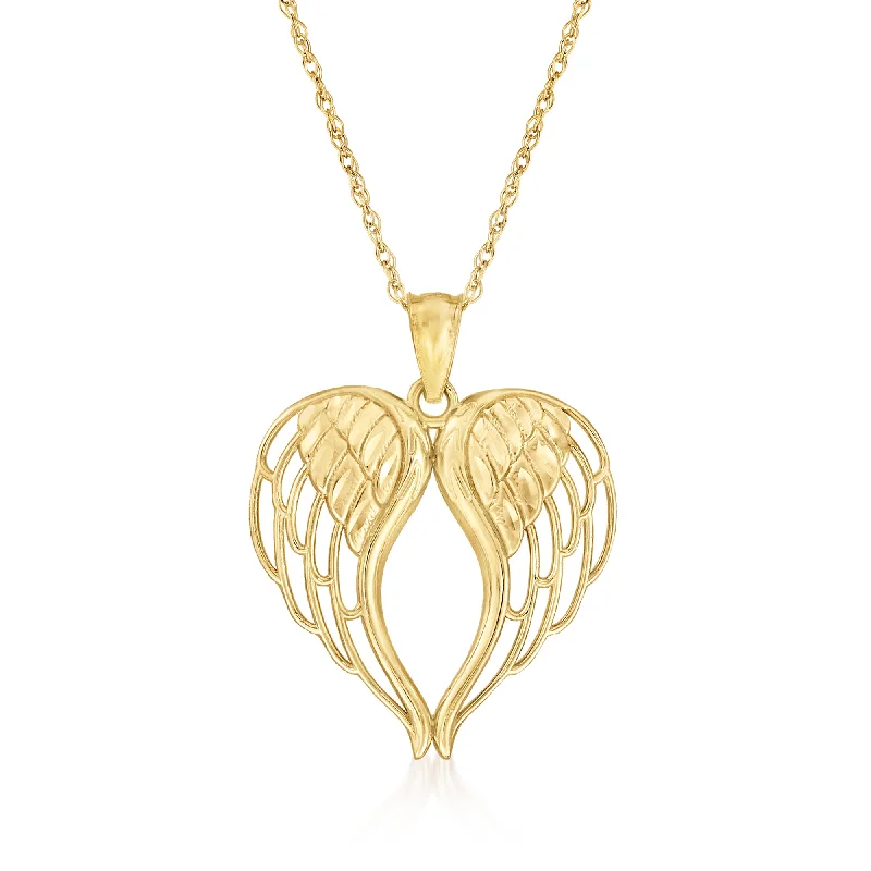 Must-Have Jewelry Pieces At Reduced Prices Ross-Simons 14kt Yellow Gold Angel Wings Heart Pendant Necklace