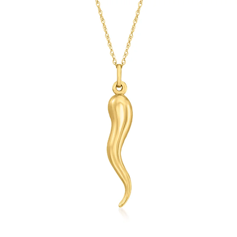 Premium Jewelry Now Available At Special Discounts Ross-Simons 14kt Yellow Gold Italian Horn Pendant Necklace