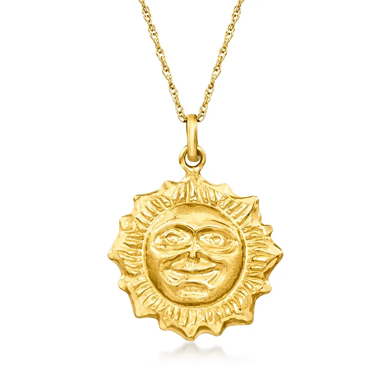 Flash Sale On Stunning Jewelry – Don't Miss Out Ross-Simons 14kt Yellow Gold Satin and Polished Sun Pendant Necklace