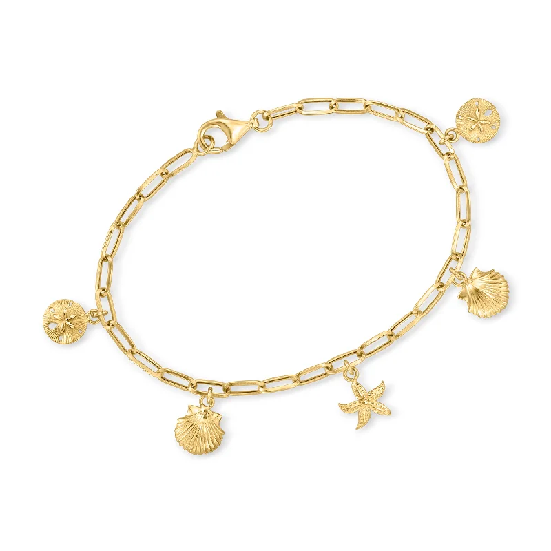 Premium Jewelry, Premium Discounts – Act Fast Ross-Simons 14kt Yellow Gold Sea Life Paper Clip Link Charm Bracelet Premium Jewelry, Premium Discounts – Act Fast Ross-Simons 14kt Yellow Gold Sea Life Paper Clip Link Charm Bracelet
