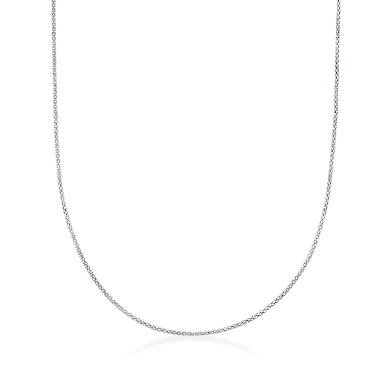Huge Savings On Timeless Jewelry Collections Ross-Simons 1mm 14kt White Gold Adjustable Popcorn Chain Necklace