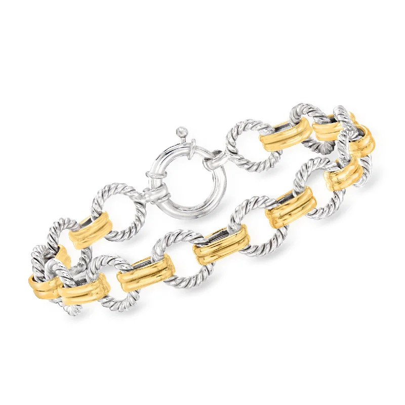 Luxury Meets Affordability – Jewelry Sale Now Live Ross-Simons Two-Tone Sterling Silver Twisted Circle-Link Bracelet Luxury Meets Affordability – Jewelry Sale Now Live Ross-Simons Two-Tone Sterling Silver Twisted Circle-Link Bracelet