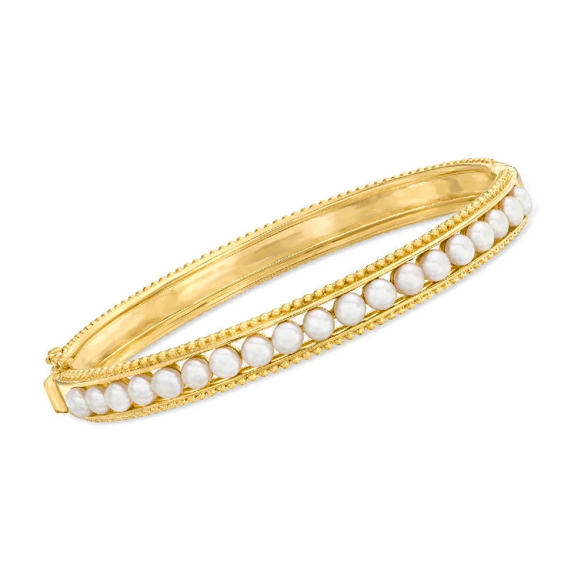 Last Chance To Grab Your Favorite Jewelry At A Discount Ross-Simons 3.5-4mm Cultured Pearl Bangle Bracelet in 18kt Gold Over Sterling Last Chance To Grab Your Favorite Jewelry At A Discount Ross-Simons 3.5-4mm Cultured Pearl Bangle Bracelet in 18kt Gold Over Sterling