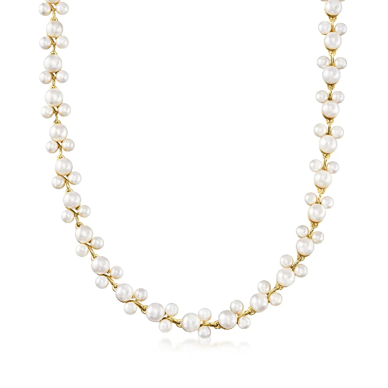 Once-A-Year Jewelry Deals – Shop Before They’Re Gone Ross-Simons 5-7.5mm Cultured Pearl Trio Vine Necklace in 18kt Gold Over Sterling