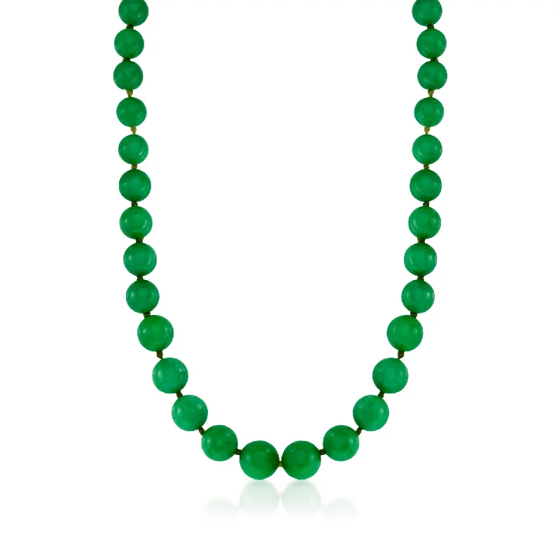 Ross-Simons 7-14mm Jade Graduated Bead Necklace With 14kt Yellow Gold