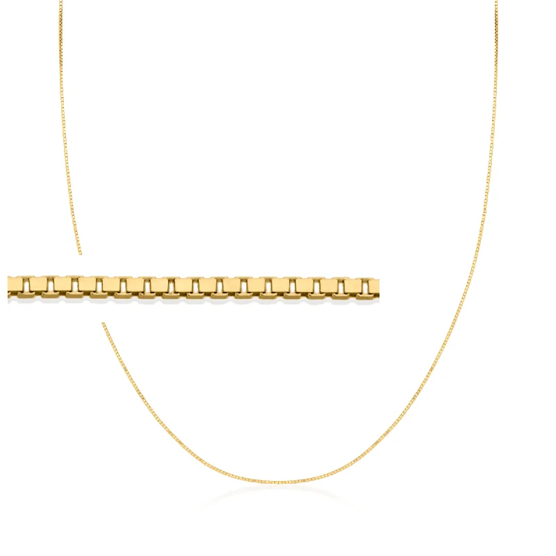 Elegant Jewelry, Exclusive Prices – Shop Now Ross-Simons 0.8mm 14kt Yellow Gold Adjustable Box Chain Necklace