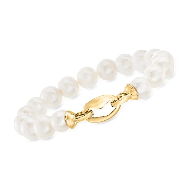 Gorgeous Jewelry, Limited-Time Savings Ross-Simons 9-10mm Cultured Pearl Link Bracelet in 18kt Gold Over Sterling Gorgeous Jewelry, Limited-Time Savings Ross-Simons 9-10mm Cultured Pearl Link Bracelet in 18kt Gold Over Sterling