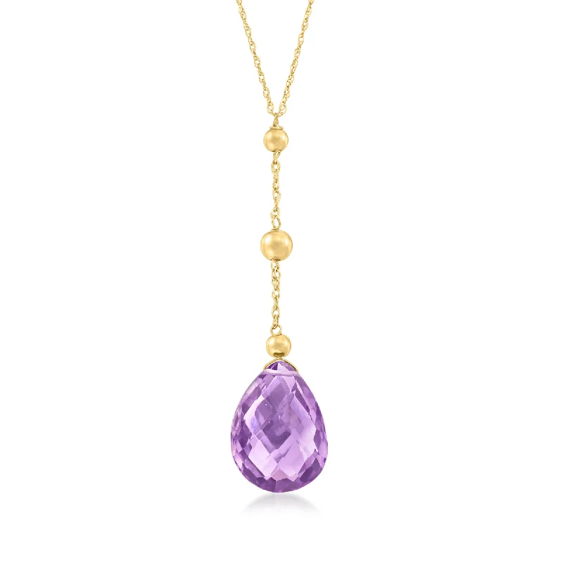Unique Jewelry For Less – Shop The Sale Now Ross-Simons Amethyst Drop Necklace in 14kt Yellow Gold