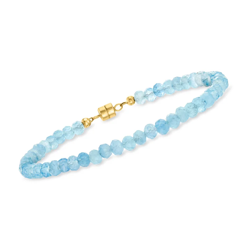 Trending Jewelry Now At Unbeatable Prices Ross-Simons Aquamarine Bead Bracelet With 14kt Yellow Gold Magnetic Clasp Trending Jewelry Now At Unbeatable Prices Ross-Simons Aquamarine Bead Bracelet With 14kt Yellow Gold Magnetic Clasp