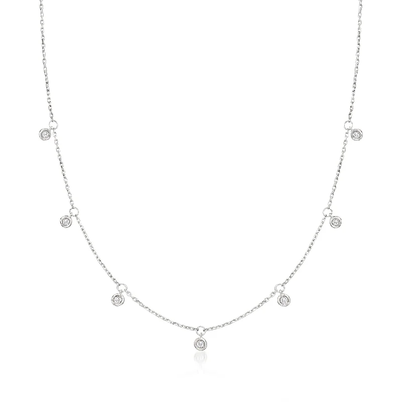 Upgrade Your Jewelry Collection For Less Ross-Simons Bezel-Set Diamond Dangle Necklace in Sterling Silver