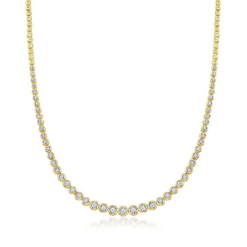 Grab Your Favorite Jewelry At The Lowest Prices Ross-Simons Bezel-Set Diamond Necklace in 18kt Gold Over Sterling