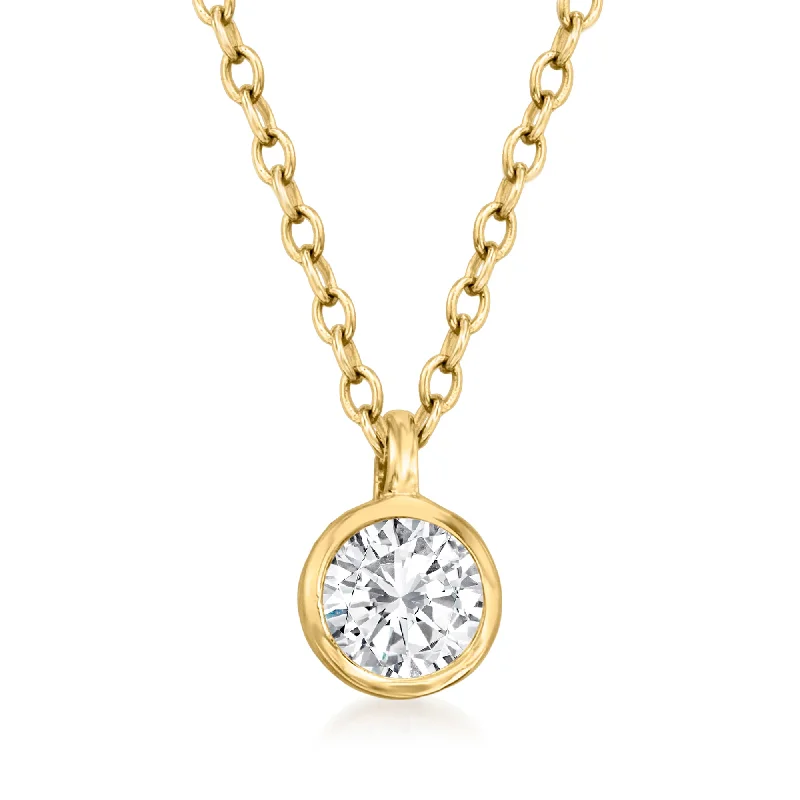 The Perfect Jewelry Piece At The Perfect Price Ross-Simons Bezel-Set Diamond Solitaire Necklace in 14kt Yellow Gold