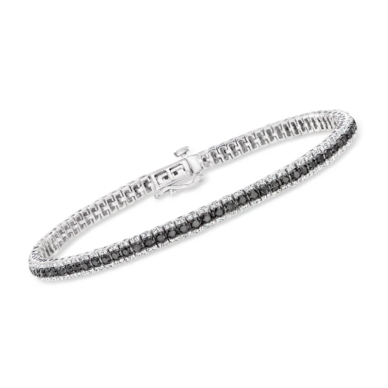 The Biggest Jewelry Sale Of The Year Is Here Ross-Simons Black and White Diamond Tennis Bracelet in Sterling Silver