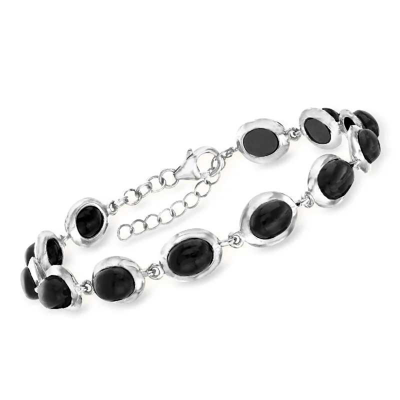 Exclusive Gemstone Jewelry At Special Prices Ross-Simons Black Onyx Cabochon Station Bracelet in Sterling Silver Exclusive Gemstone Jewelry At Special Prices Ross-Simons Black Onyx Cabochon Station Bracelet in Sterling Silver