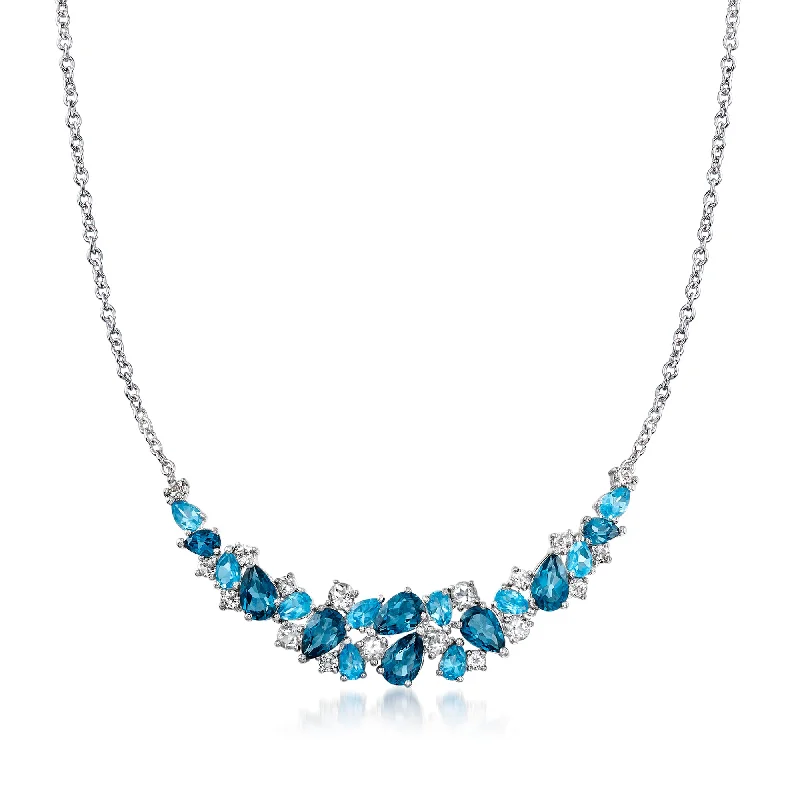 The Biggest Jewelry Sale Of The Year Is Here Ross-Simons Blue and White Topaz Collar Necklace in Sterling Silver