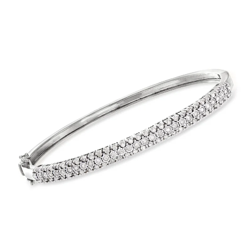 Ross-Simons Diamond Bangle Bracelet in Sterling Silver