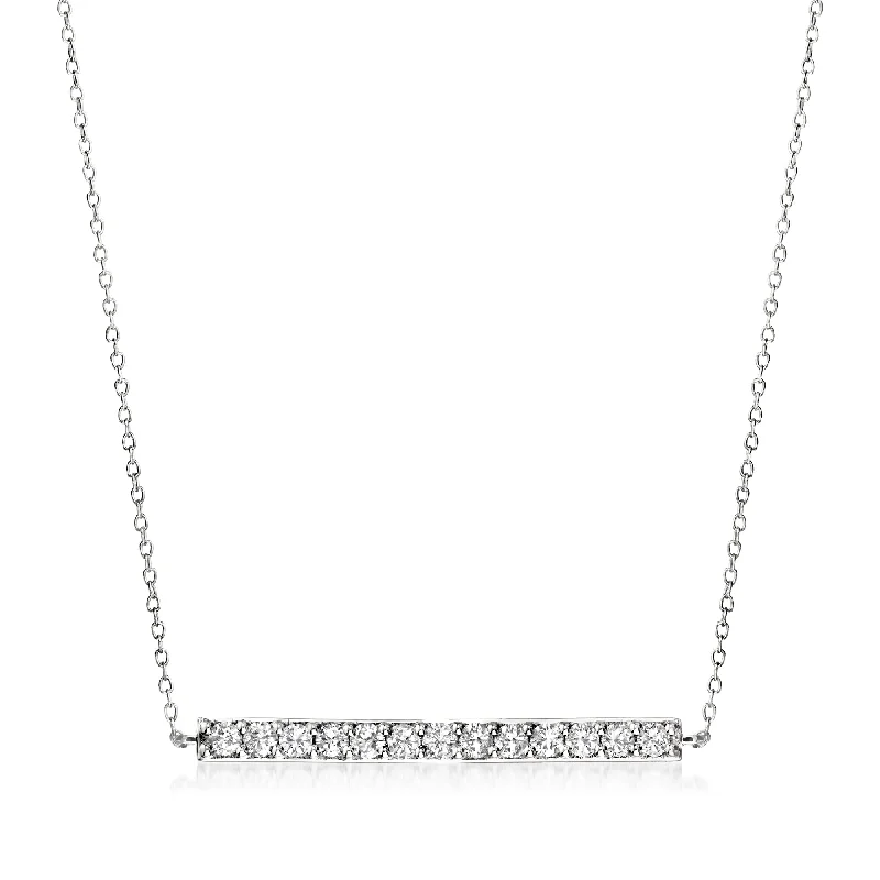 Seasonal Jewelry Sale – Upgrade Your Style Today Ross-Simons Diamond Bar Necklace in 14kt White Gold