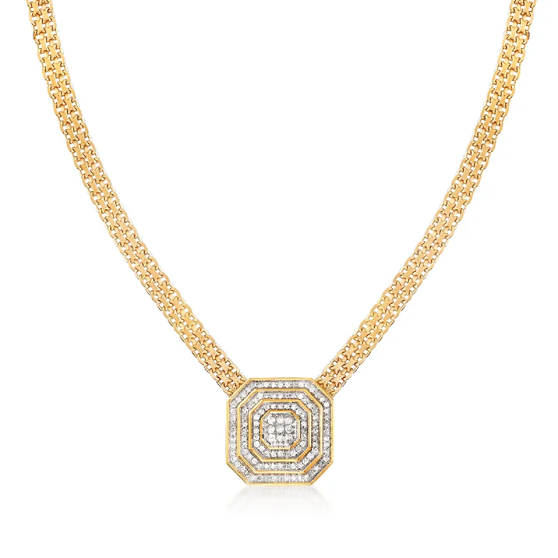 Affordable Luxury Jewelry For Every Occasion Ross-Simons Diamond Cluster Necklace in 18kt Gold Over Sterling