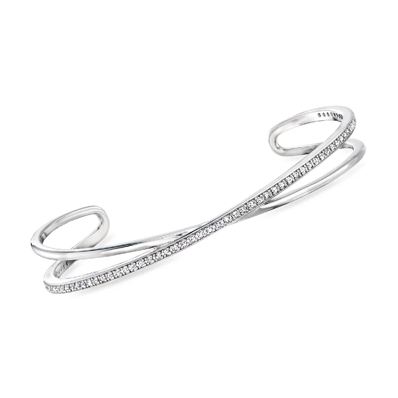 Save On Luxury Jewelry Pieces – Limited-Time Offers Ross-Simons Diamond Crisscross Cuff Bracelet in Sterling Silver